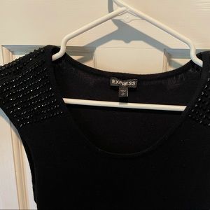 Black fitted sweater dress with sequins (small)